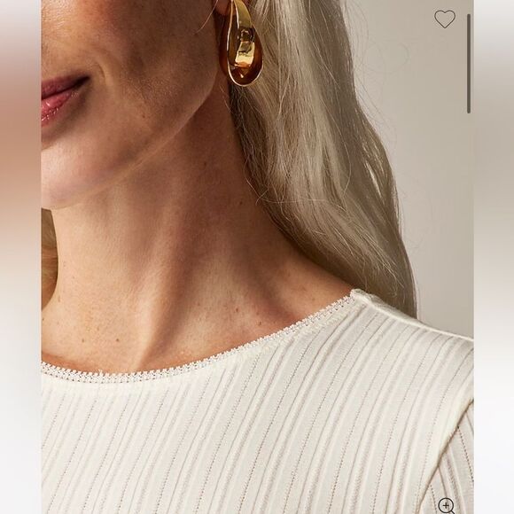 NWOT J. Crew Pointelle long-sleeve ribbed shirt ivory size XXS - Picture 3 of 10